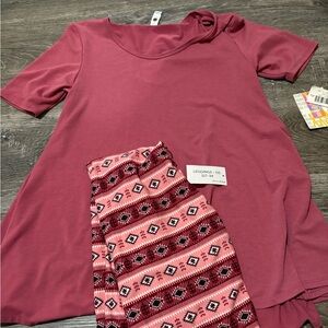 Lularoe outfit solid pink Xxs perfect t os leggings new with tag